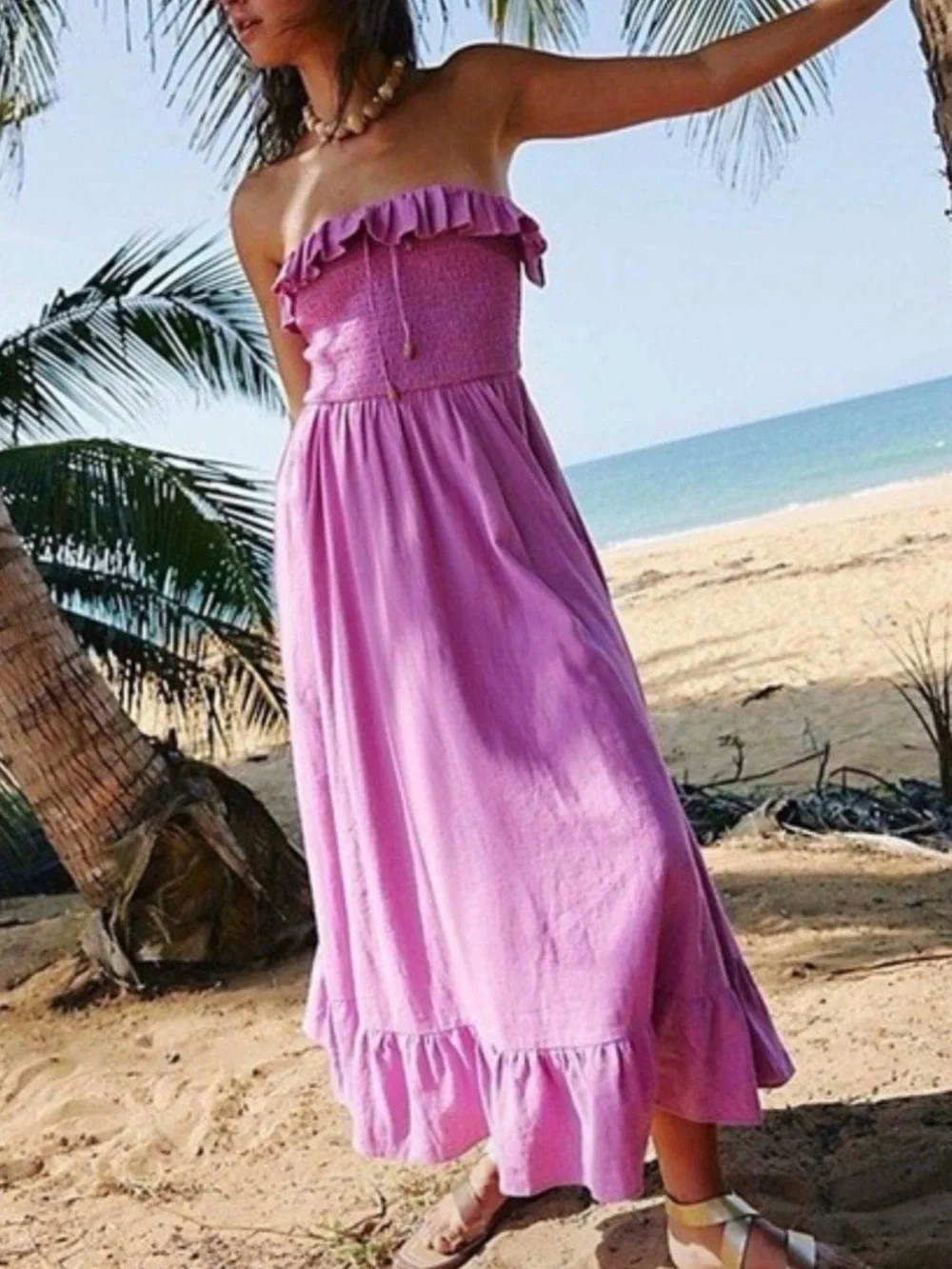free people magenta lush life linen midi dress
